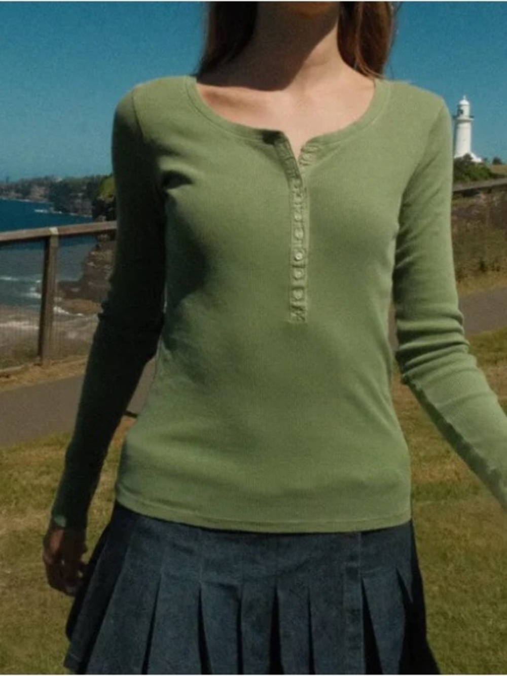 Brandy melville Macha green Zelly ribbed top